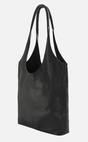 Sac hobo en cuir fin, noir 2