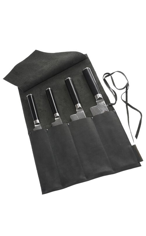 Messer Tasche, gewachstes Rindleder, grau