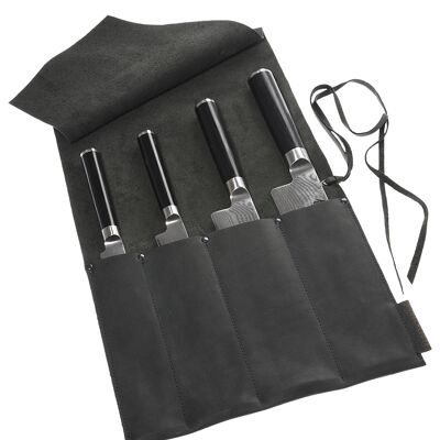 Messer Tasche, gewachstes Rindleder, grau