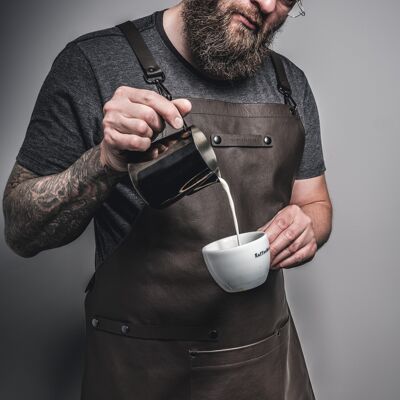 Tablier de cuisine en cuir de vachette, résistant et robuste, marron, taille S