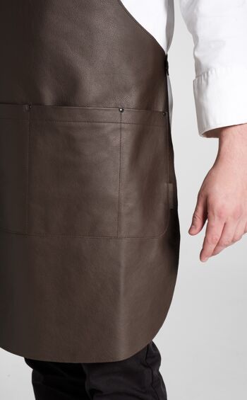 Tablier de cuisine en cuir de vachette, résistant et robuste, marron, taille M 6