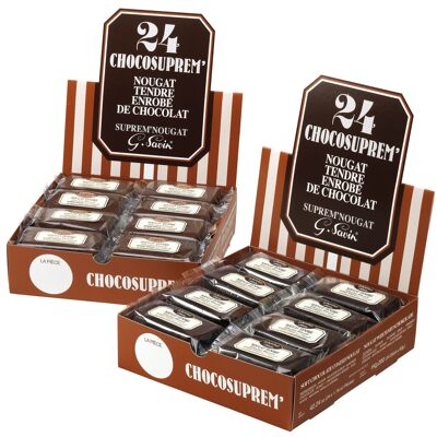 Schachtel zur Präsentation von 24 ChocoSuprem' von 50 g - zarter Milch-Orangen-Schokoladennougat