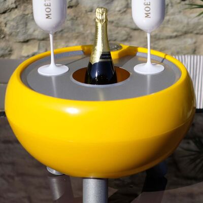 Refroidisseur de boissons – court + plateau à champagne et couvercle / couleur : jaune d'œuf.