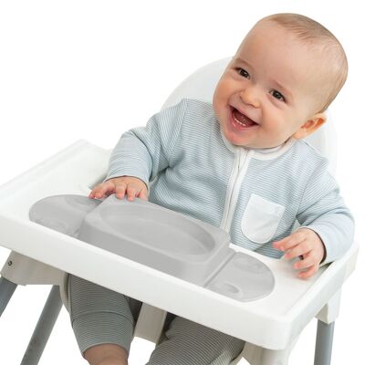 Assiette ventouse bébé ouverte portable (EasyMat MiniMax) - Gris