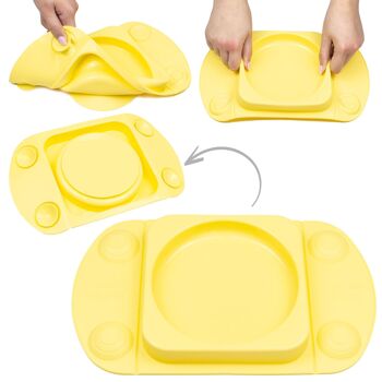 Assiette ventouse bébé ouverte portable (EasyMat MiniMax) - Bouton d'or 4