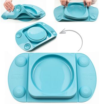 Assiette ventouse bébé ouverte portable (EasyMat MiniMax) - Bleu sarcelle 2