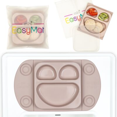 EasyMat Mini assiette à ventouse portable avec couvercle et étui de transport (mauve)