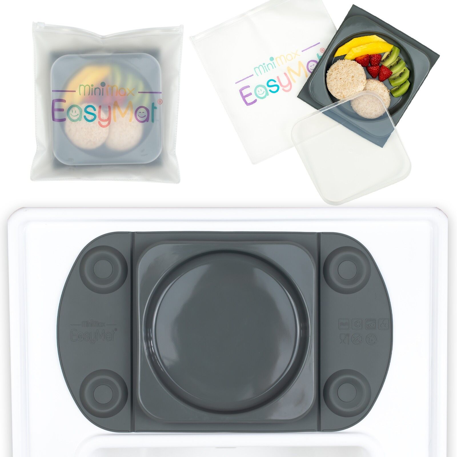 Piastra di aspirazione portatile aperta con coperchio e custodia per il trasporto (MiniMax Ridge Grey)