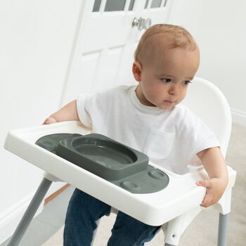 Assiette ventouse portable ouverte pour bébé avec couvercle et étui de transport (MiniMax Ridge Grey) 2