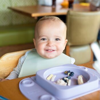Assiette ventouse portable ouverte pour bébé avec couvercle et étui de transport (Lilas MiniMax) 2