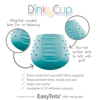 DinkyCup – Gobelet de sevrage ouvert pour bébé (toutes les couleurs) - Bleu sarcelle 4
