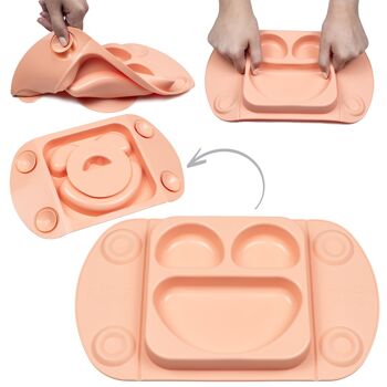 Assiette ventouse divisée portable pour bébé (EasyMat Mini) - Perle 3