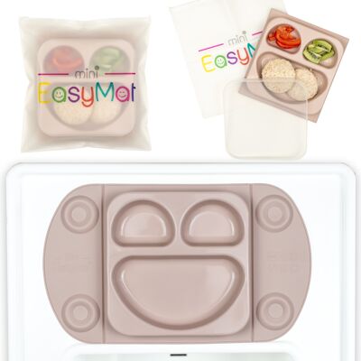 Plato de succión dividido portátil para bebés (EasyMat Mini) - Malva