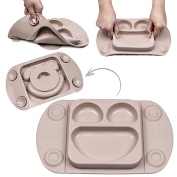 Assiette ventouse divisée pour bébé portable (EasyMat Mini) - Mauve 2