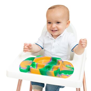 Assiette ventouse divisée portable pour bébé (EasyMat Mini) - Dino 2