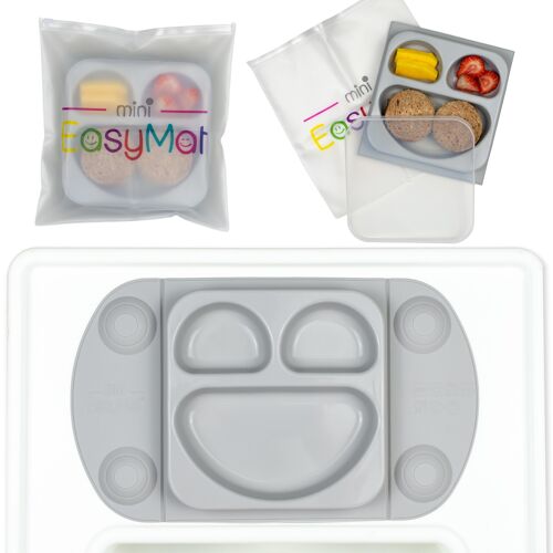 Portable Baby Divided Suction Plate (EasyMat Mini) - Grey