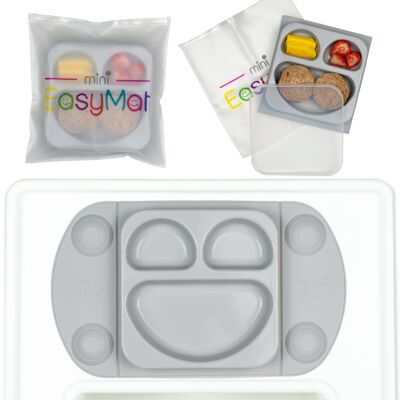 Piatto di aspirazione diviso per bambini portatile (EasyMat Mini) - Grigio