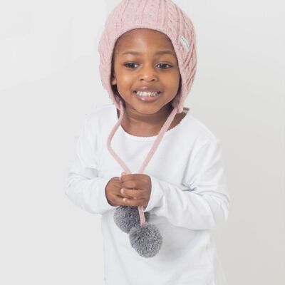 Ear Loving Beanie in Pink and Grey - Child 2-5 Years
