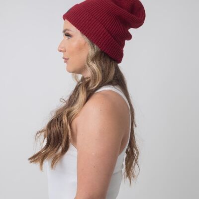 Red Stripes Tall Satin Lined Beanie