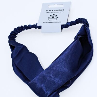 Satin Cross Headband - Navy