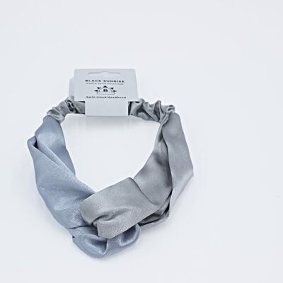 Satin Lux Cross Headband - Silver Meets Blue