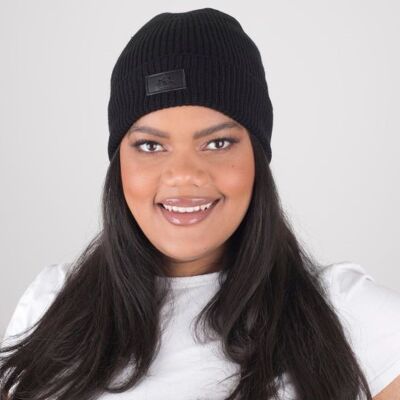Absolute Midnight Black Satin Lined Beanie