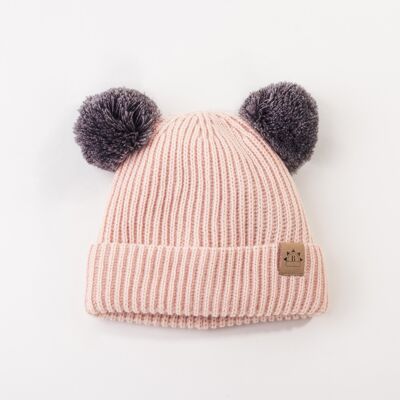 Blush Pink Pom Pom - Child 1-3 Years Satin Lined Beanie