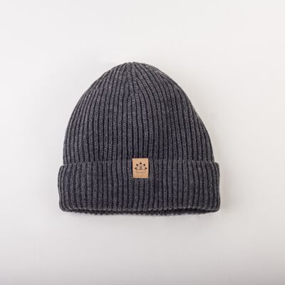 Grey Satin Lined Beanie - Charcoal