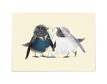 Carte postale // Motif : Mariage d'oiseaux 1