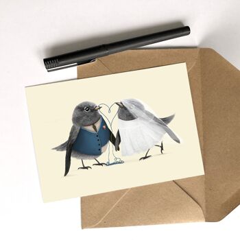 Carte postale // Motif : Mariage d'oiseaux 2
