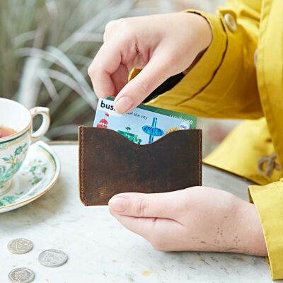 Porte-cartes de crédit fin en cuir de buffle