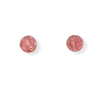 Boucles d'Oreilles Rondes Druzy Roses