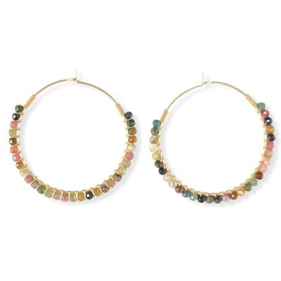 Fluorite Beaded Hoop Earrings