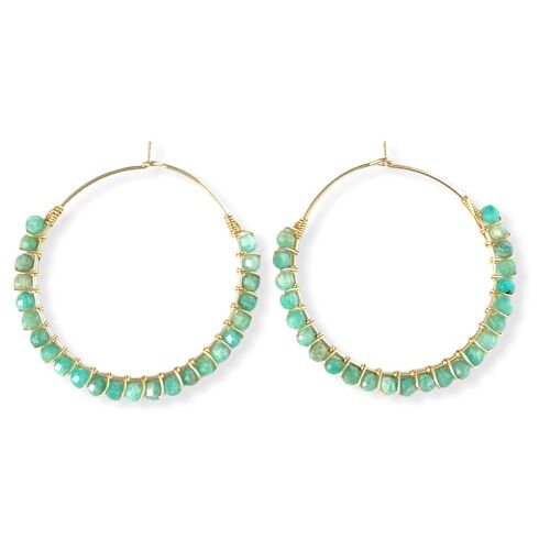 Faceted Amazonite Beaded Hoop Earrings