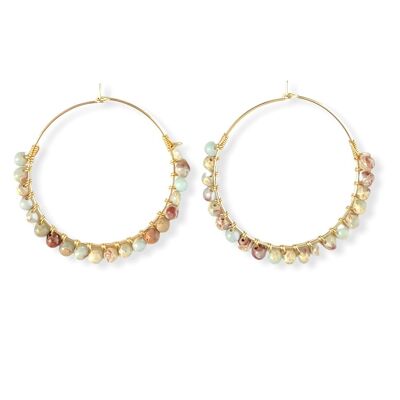 Raw Amazonite Beaded Hoop Earrings