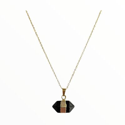 Sechseckige Halskette aus schwarzem Onyx