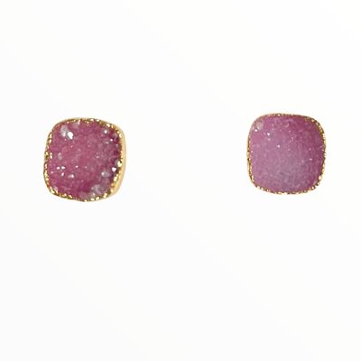 Pink Druzy Stud Earrings