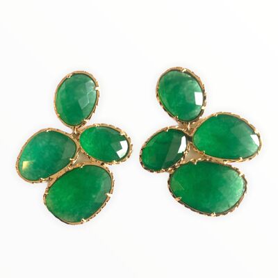 Boucles d'Oreilles Grappe Catseye Vert