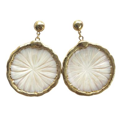 Mother of Pearl Carved Earrings