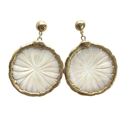 Mother of Pearl Carved Earrings