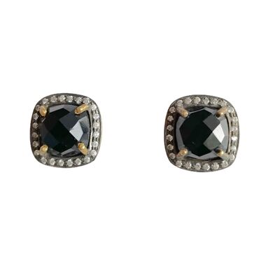 Boucles D'oreilles Tiges Onyx Noir