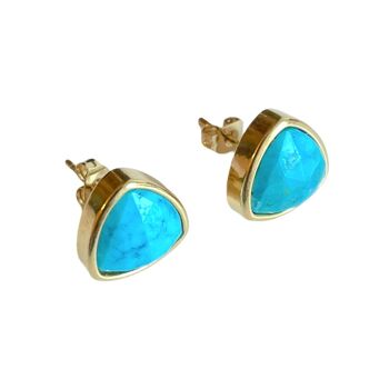 Boucles D'oreilles Tiges Trillion Turquoise