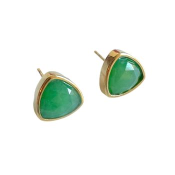 Boucles D'oreilles Tige Onyx Vert Trillion