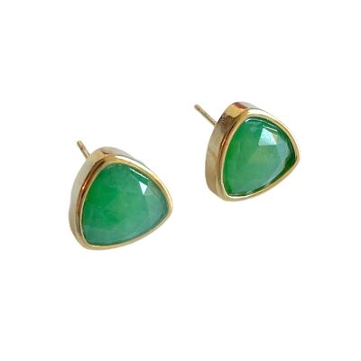 Green Onyx Trillion Stud Earrings