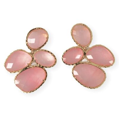 Pink Catseye Cluster Earrings