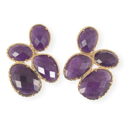 Purple Catseye Cluster Earrings