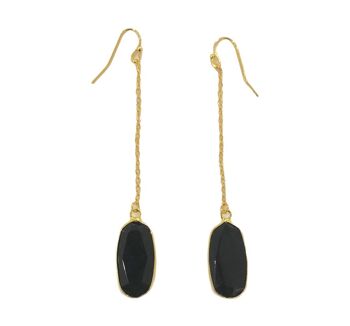 Boucles d'Oreilles Chaîne Onyx Noir