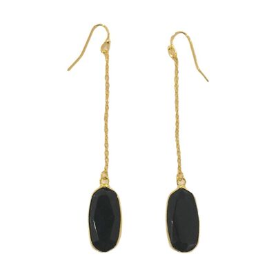 Black Onyx Chain Earrings