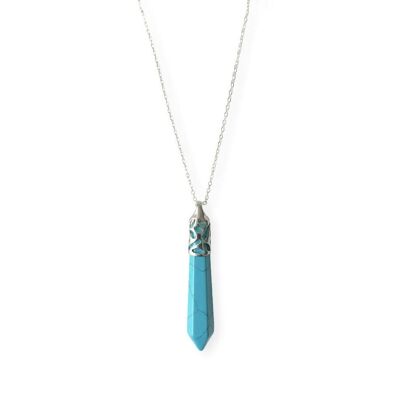 Collier Turquoise Forme Balle en Or Blanc