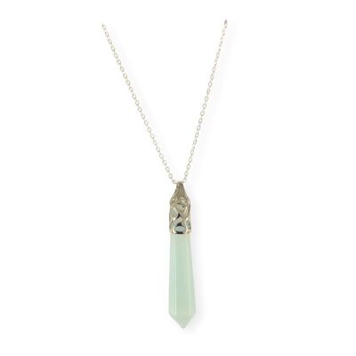 Bullet Shape Moonstone Necklace in White Gold